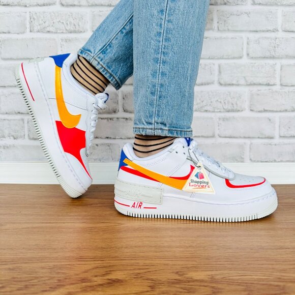 Nike Air Force 1 White Red Yellow Blue - Picture 2 of 14